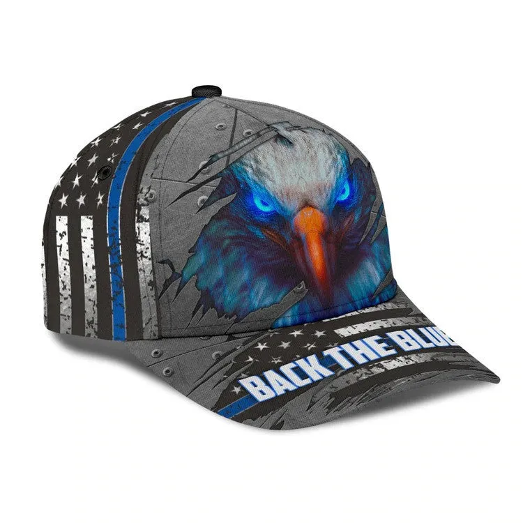 Personalized Black the Blue Police 3D Classic Cap All Over Printed for him