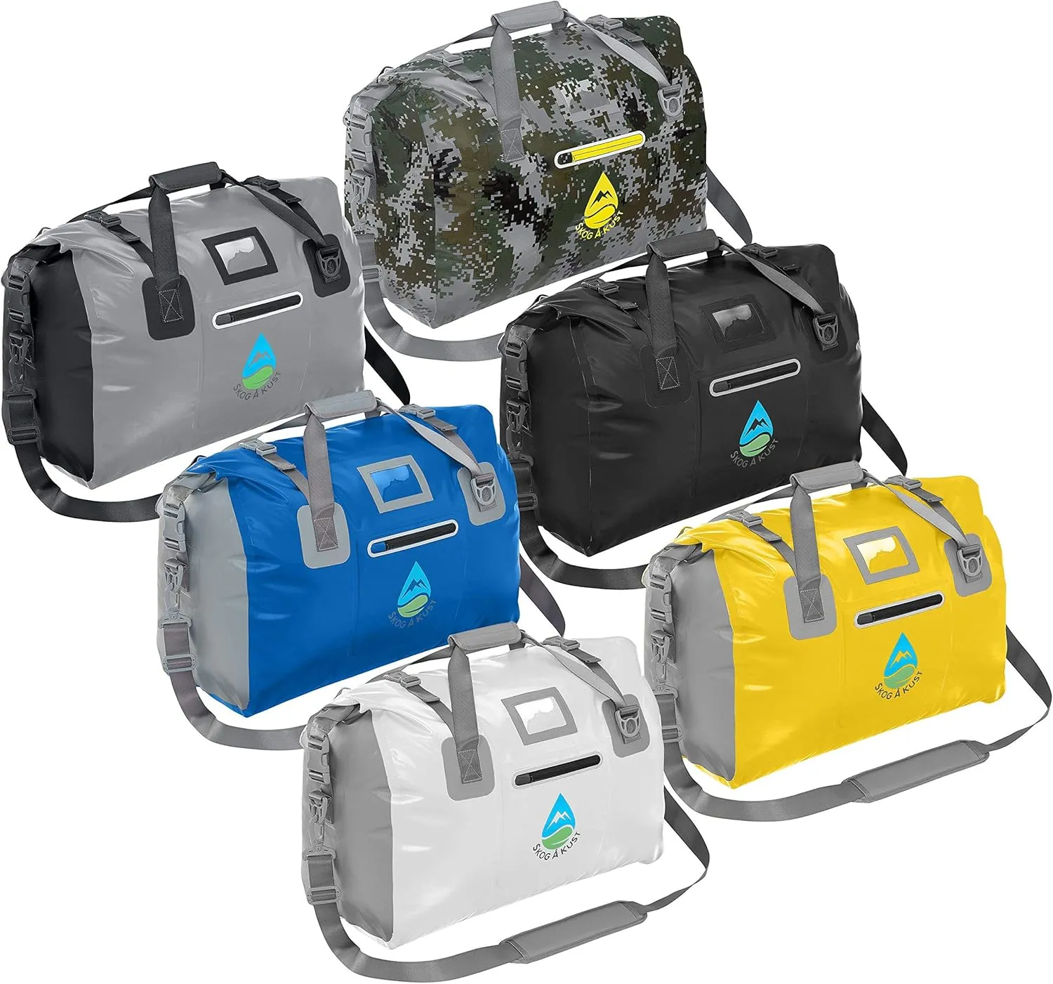 Skog  Kust Duffelsak Heavy Duty Waterproof Duffel - Gear Bag for Sports, Travel, & More - 60L Grey