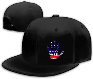 Snapback Hats for Men Flat Bill Black Adjustable Baseball Cap Trucker Hat for Dad American Flag Pirate Skull Caps Cool