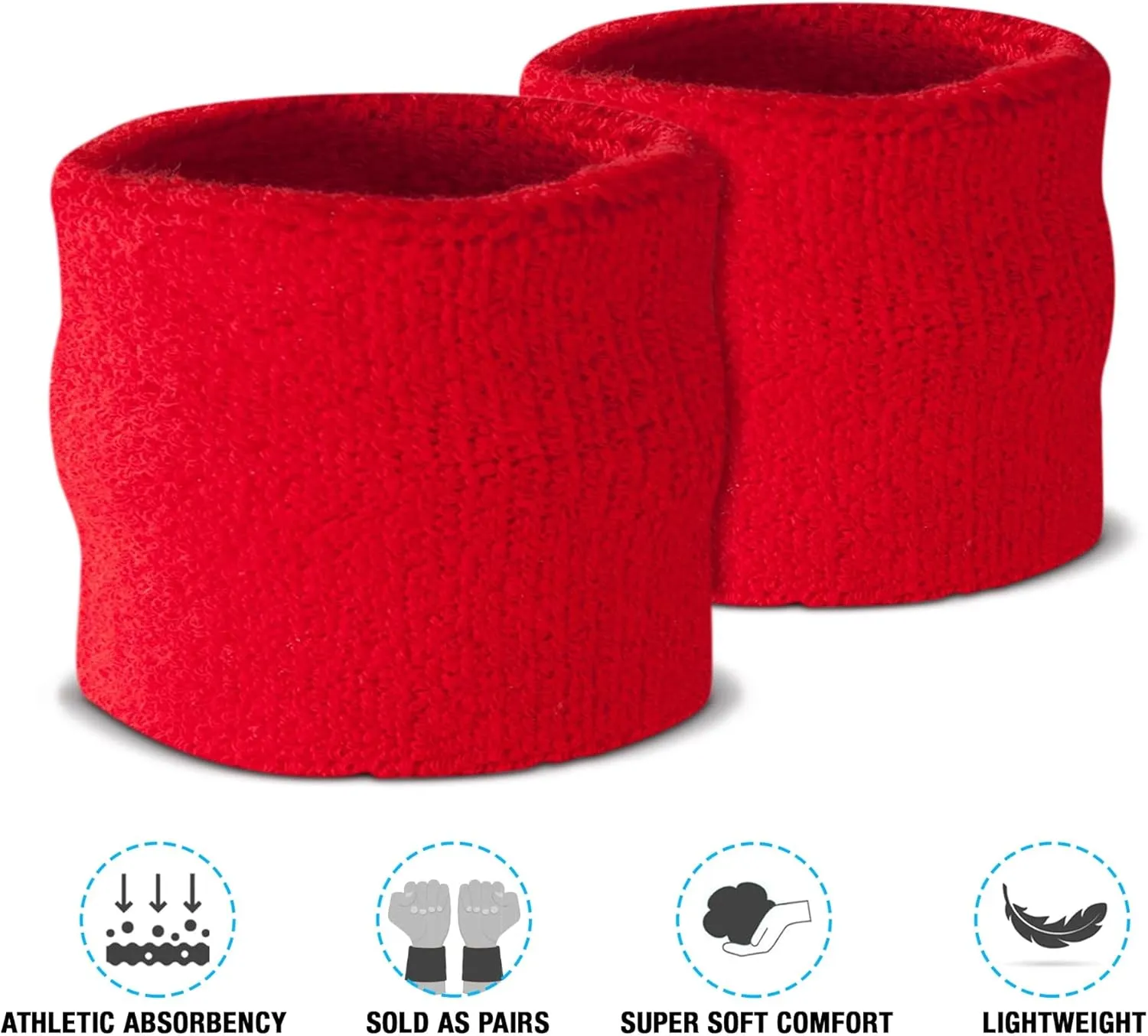 Suddora Kids Wrist Sweatbands - Athletic Cotton Terry Cloth Sports Wristbands for Kids (Pair)