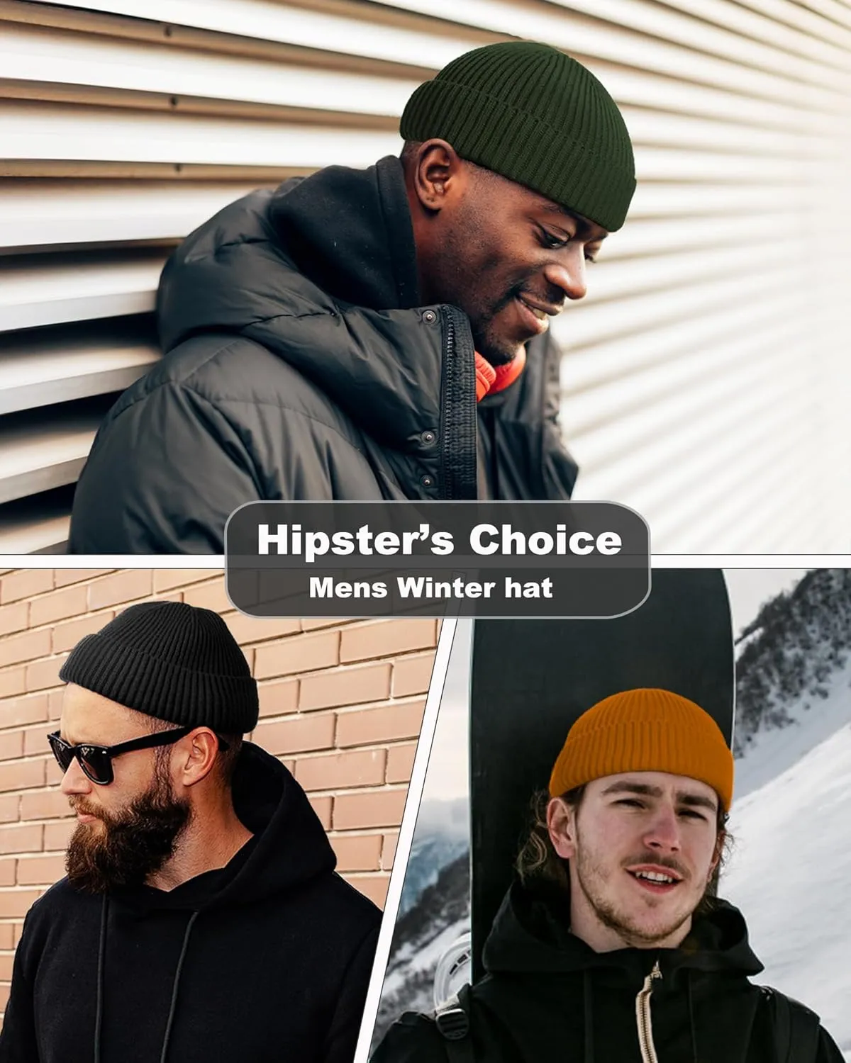 Swag Short Fisherman Beanie for Men Women, Wool Knit Cuffed Fleece Lined Trawler Beanies Winter Warm Hat