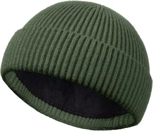 Swag Short Fisherman Beanie for Men Women, Wool Knit Cuffed Fleece Lined Trawler Beanies Winter Warm Hat