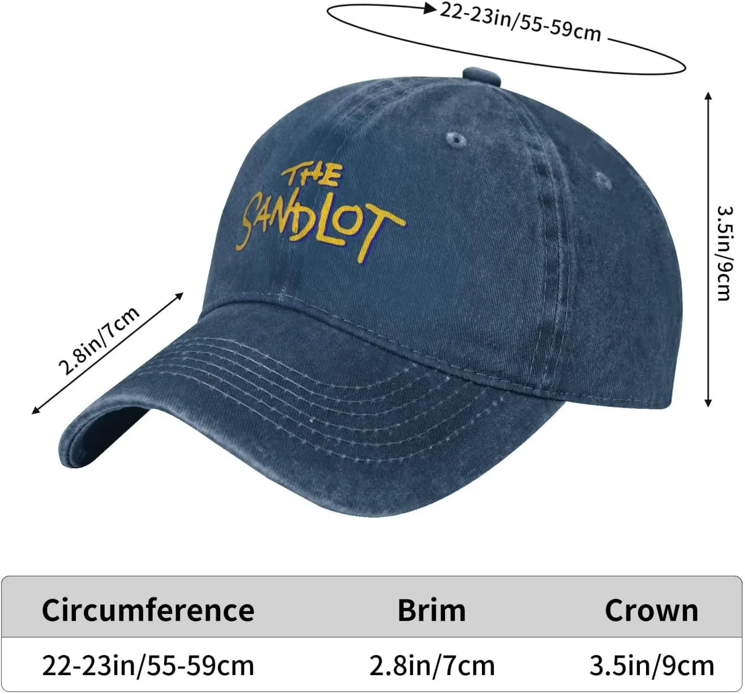 The Sandlot Banner Casquette Baseball Cap Cowboy Hat Unisex Denim Adults Denim Hat Adjustable Size Black