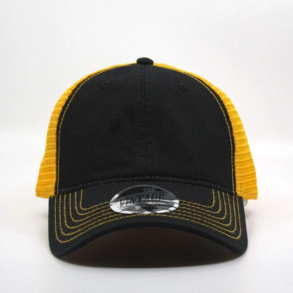 The Vintage Year Washed Cotton Unstructured Soft Mesh Adjustable Trucker Baseball Cap