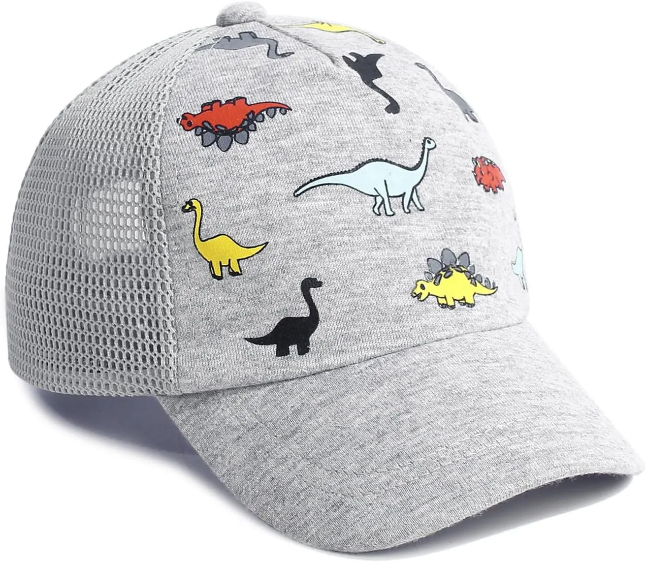 Toddler Baseball Hat with Mesh Adjustable Dinosaur Printed Trucker Hat Outdoor Beach Summer Infant Sun Cap for Kid Boy