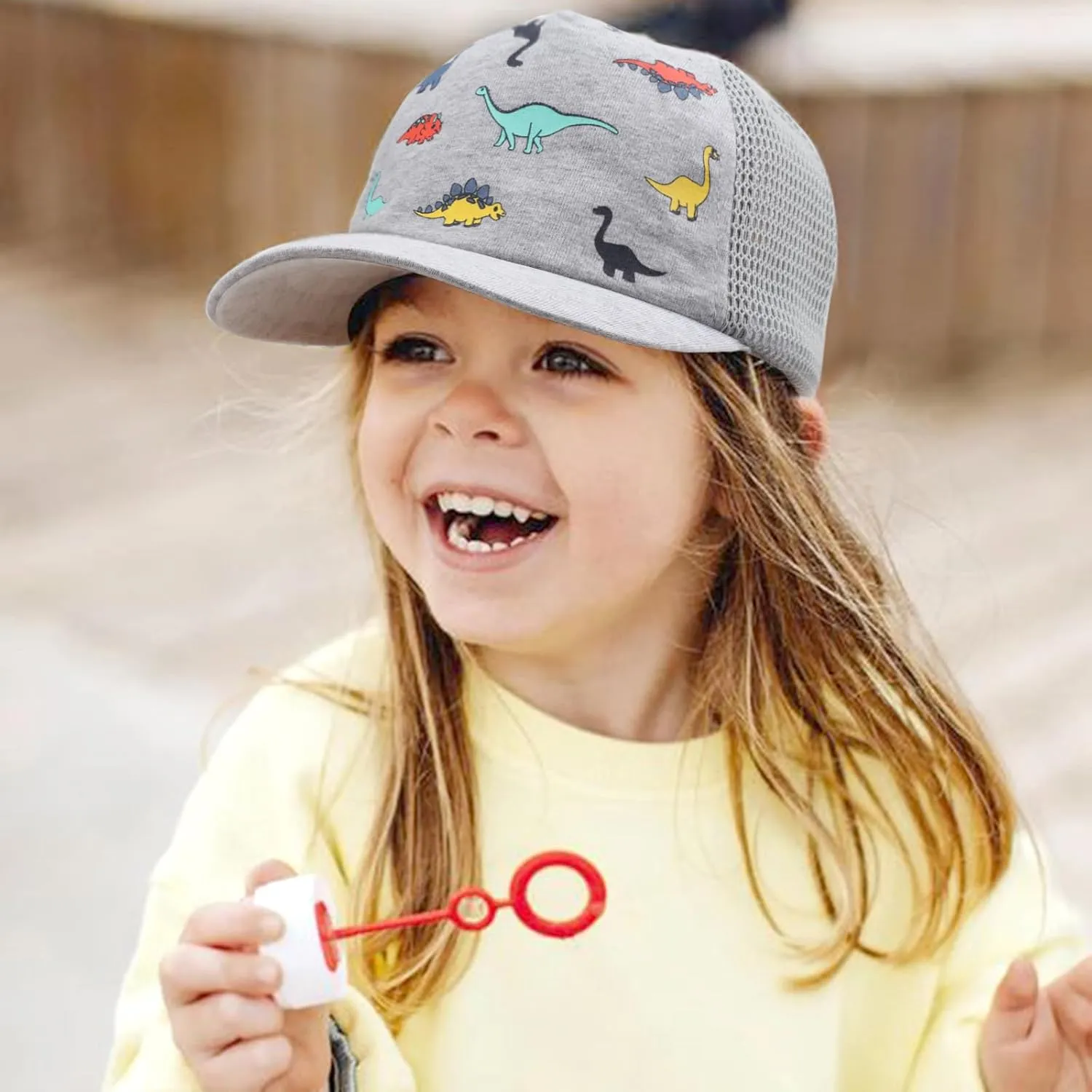 Toddler Baseball Hat with Mesh Adjustable Dinosaur Printed Trucker Hat Outdoor Beach Summer Infant Sun Cap for Kid Boy