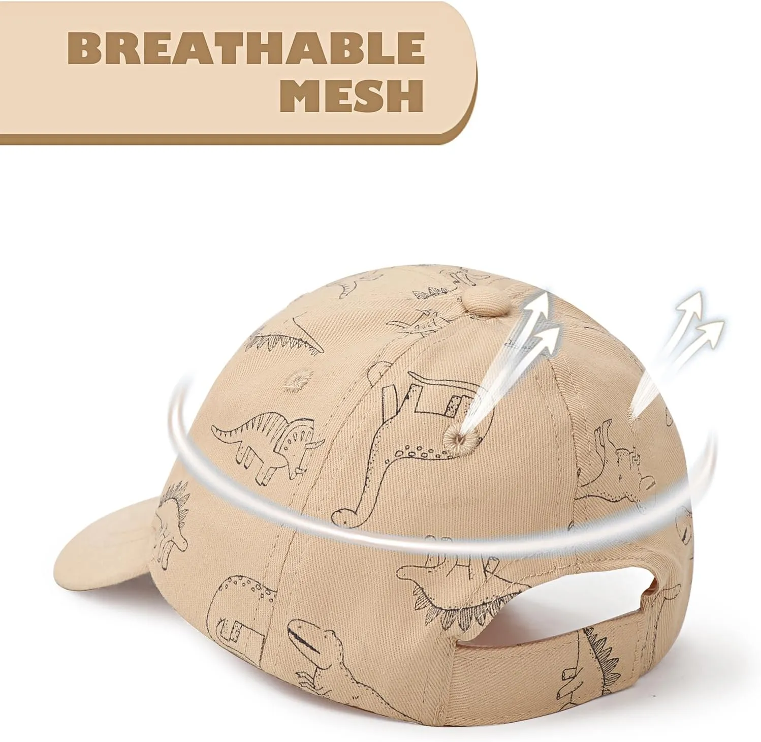 Toddler Baseball Hat with Mesh Adjustable Dinosaur Printed Trucker Hat Outdoor Beach Summer Infant Sun Cap for Kid Boy