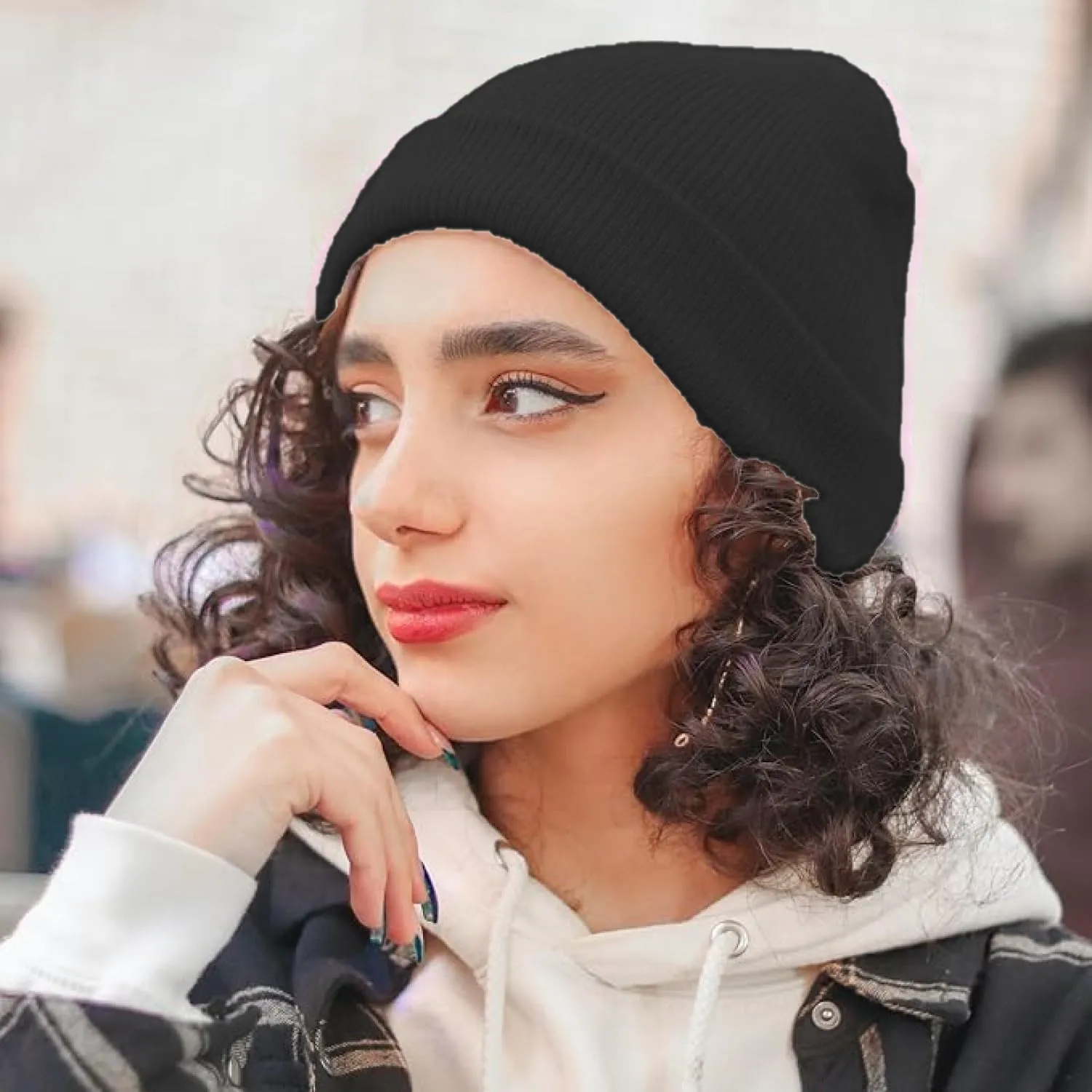 Unisex Solid Knit Cuffed Beanie - for Men and Women Daily Beanies Winter Warm Hat Skull Cap