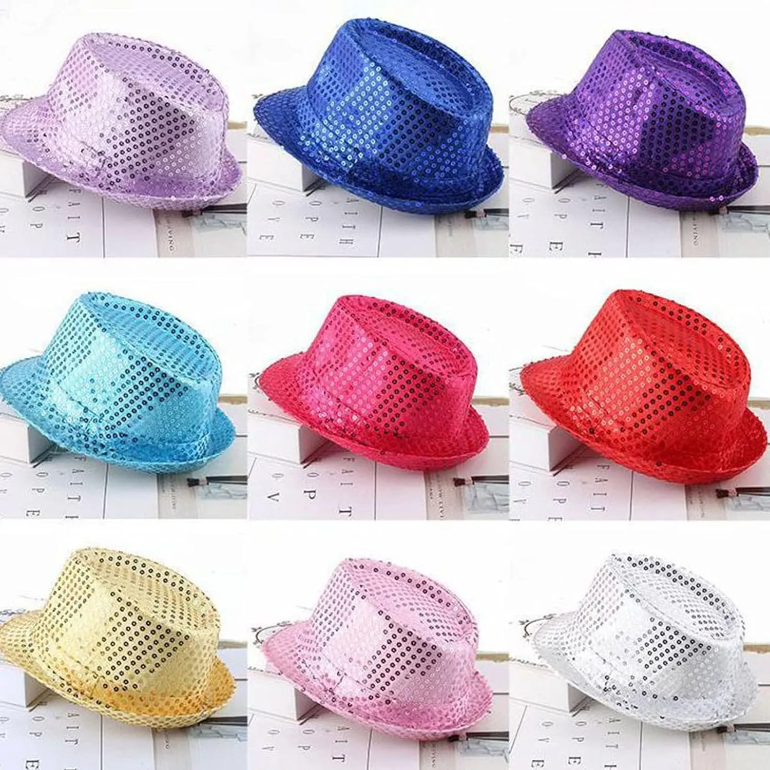 Western Sequin Fedora Hat for Men Women,Bling Dance Hats,Vintage Hip Hop Jazz Hat,Christmas Halloween Rave Party Hat