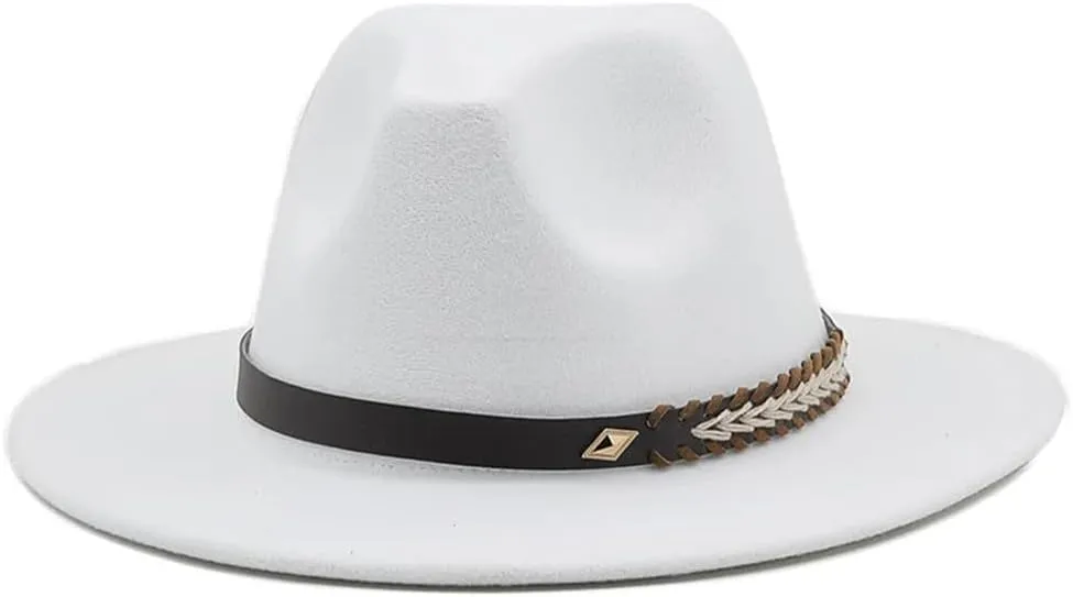 Women Men Fedora Hats Panama Hat Wide Brim Sun Protection Cap Classic Top Hat for Party Wedding