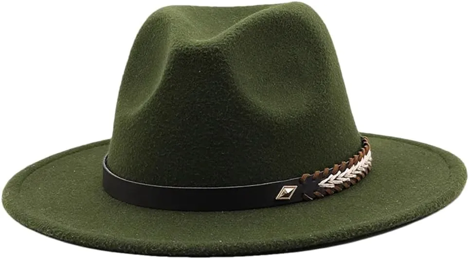 Women Men Fedora Hats Panama Hat Wide Brim Sun Protection Cap Classic Top Hat for Party Wedding