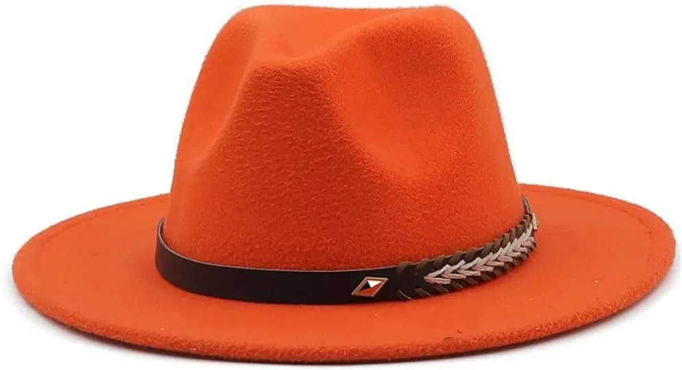 Women Men Fedora Hats Panama Hat Wide Brim Sun Protection Cap Classic Top Hat for Party Wedding