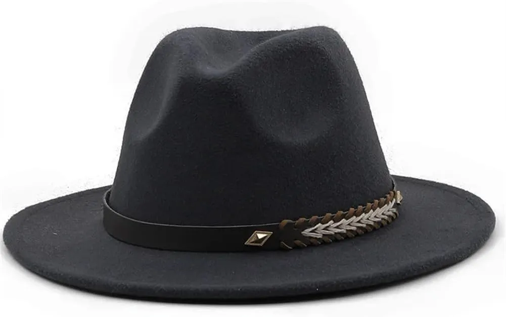 Women Men Fedora Hats Panama Hat Wide Brim Sun Protection Cap Classic Top Hat for Party Wedding