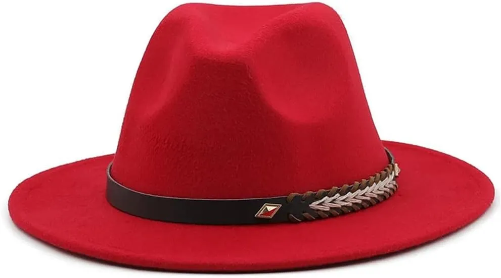 Women Men Fedora Hats Panama Hat Wide Brim Sun Protection Cap Classic Top Hat for Party Wedding