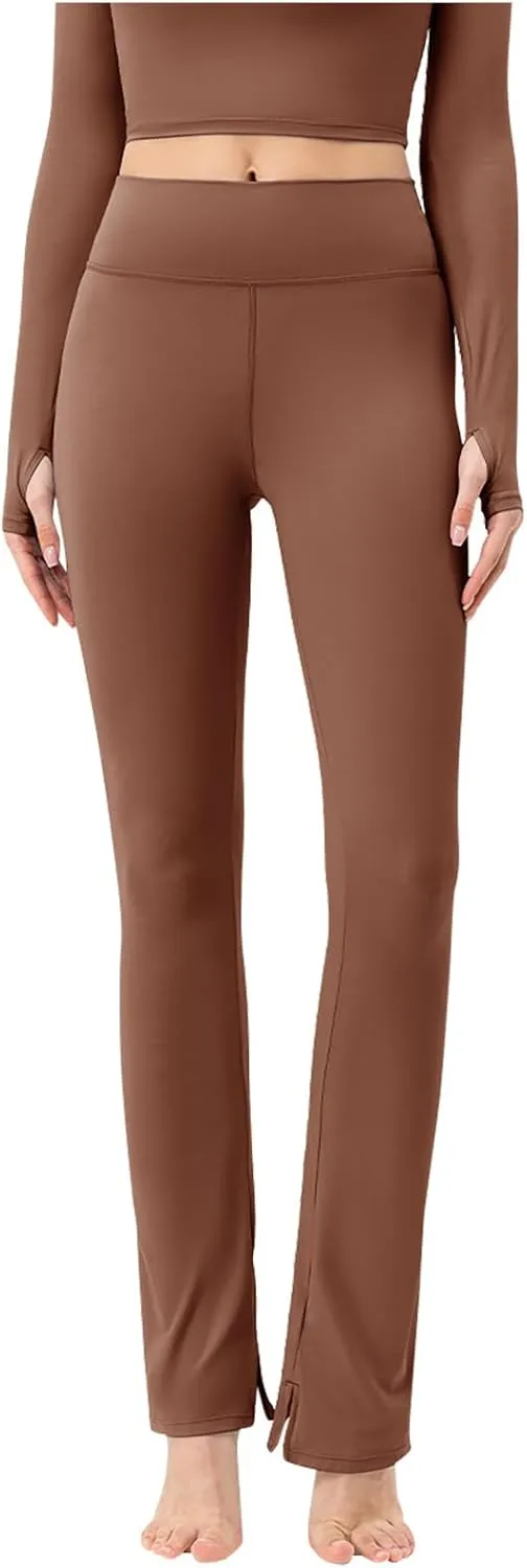 Women's Yoga Leggings High Waist Tummy Control Stright Leg Pants Soft Stretch Gym Workout Work Pants