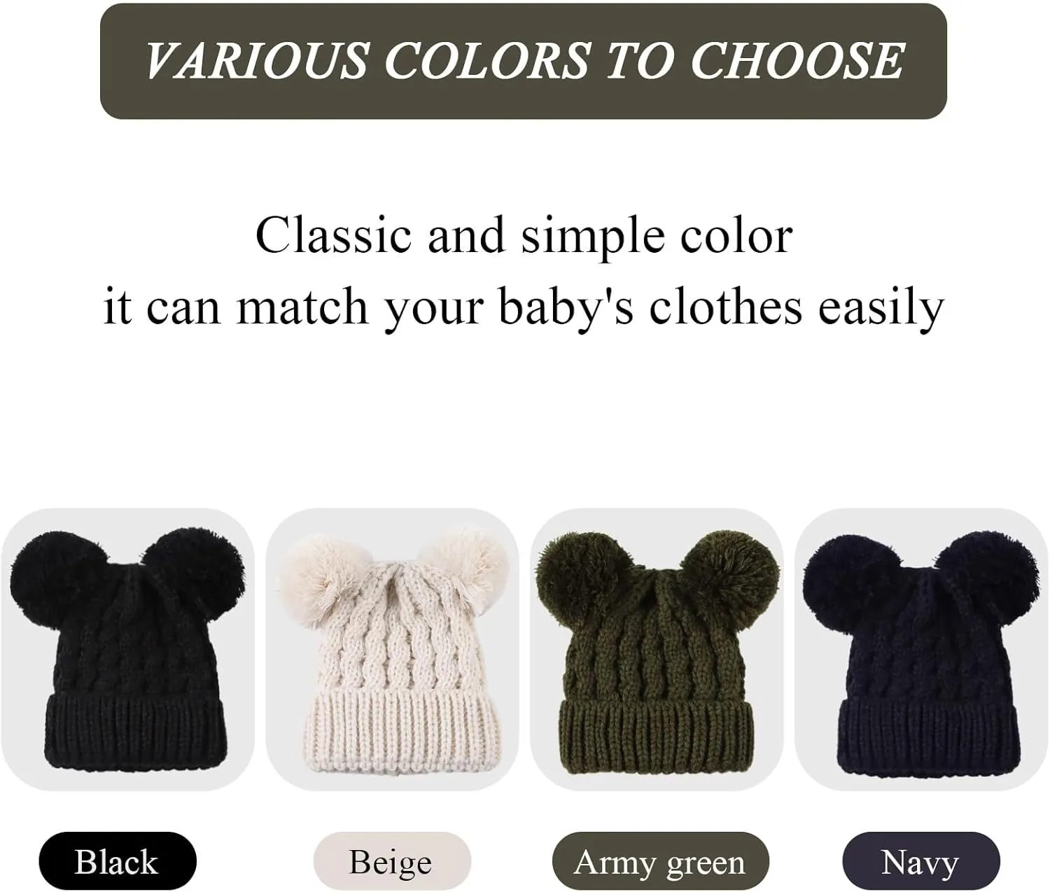Yuoahcn Baby Girl Beanie Winter Baby Boy Hat with Pom pom Warm Infant Knitted Hats Toddler Kid Beanies