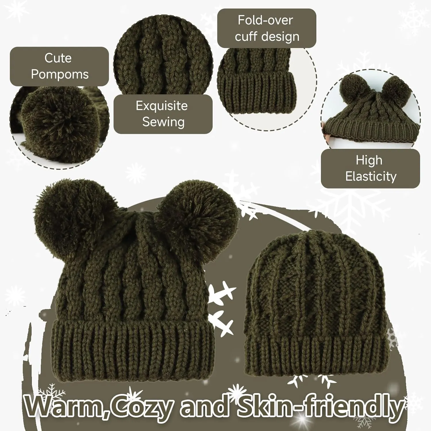Yuoahcn Baby Girl Beanie Winter Baby Boy Hat with Pom pom Warm Infant Knitted Hats Toddler Kid Beanies