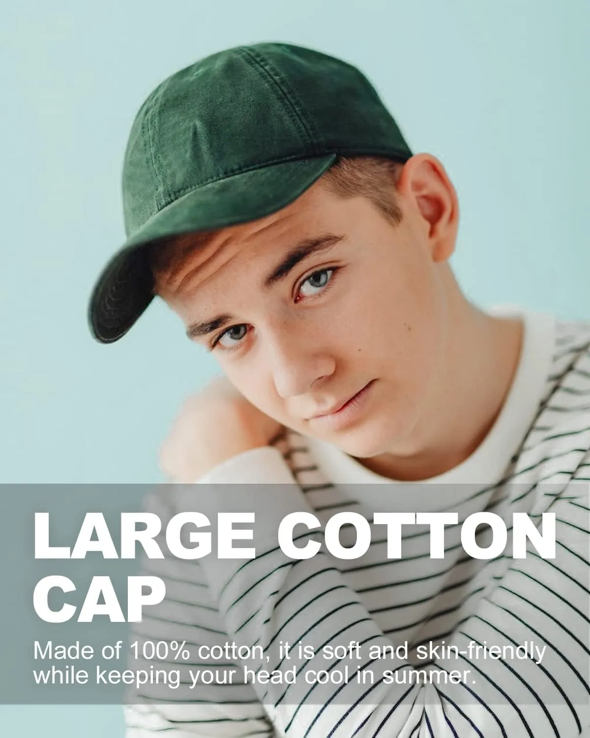 Zylioo Oversize XXL 100% Cotton Baseball Cap,Large Baseball Hat for Big Heads 23.5"-25.5",Adjustable Plain Dad Cap